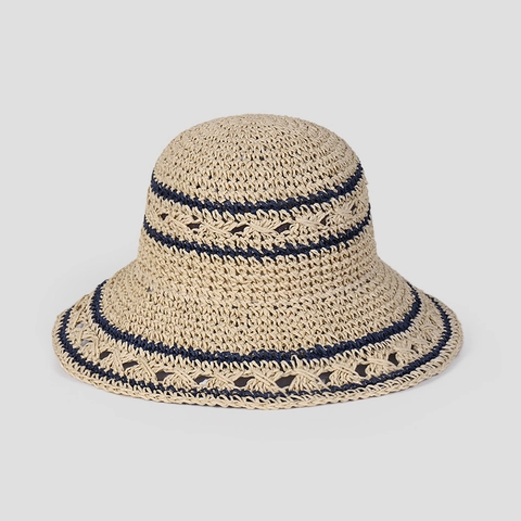 Cappello Pescatore In Paglia Di Carta Fatto A Mano Da Donna Pieghevole A Righe Protezione Solare Vacanze Spiaggia Estate Traspirante