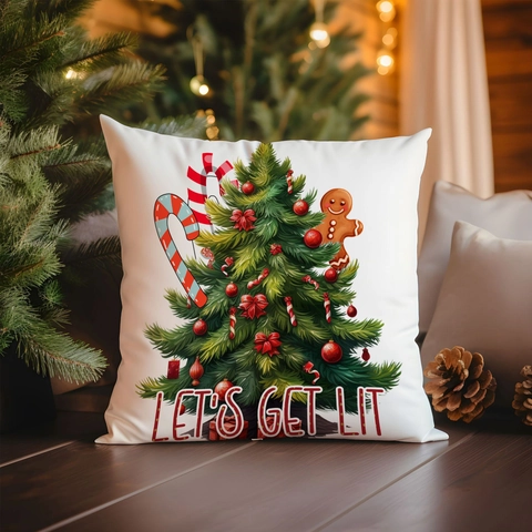 Weihnachts Kissenbezug Leinen Quadratisch Dekore Kissenhülle Für Sofa Weihnachtsmann Rentier Baum Gedruckt Feiertag Heimdeko