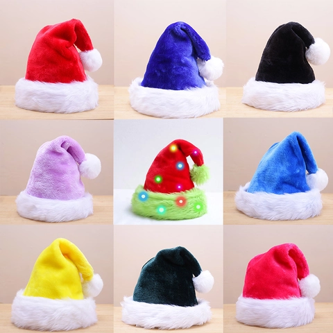 Plush Christmas Hat Soft Colorful Holiday Party Santa Hats For Adults Kids Festival Decoration Festive Accessories