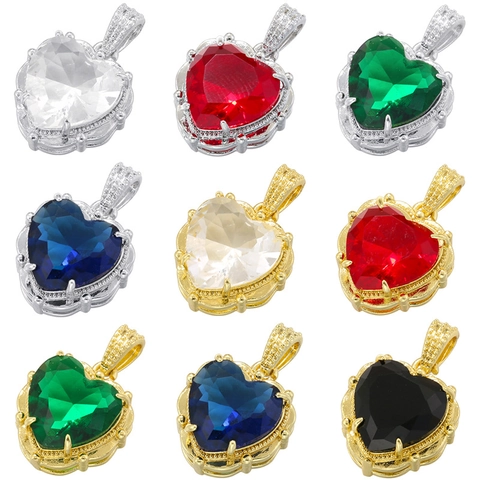 Herz Anhänger Halskette Kupfer Mit Bunten Zirkonia Luxus Eleganter Schmuck Für Frauen Mode Accessoire
