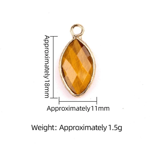Marquise Gemstone Pendants Natural Amethyst Tiger Eye Stone Faceted With Gold Plated Metal Edging DIY Jewelry Accessories