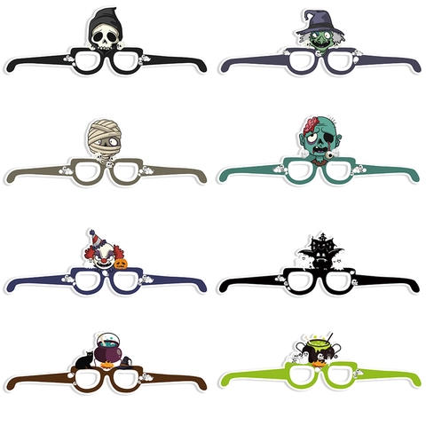 Occhiali Di Carta Per Halloween Decorativi Motivi Zucca Teschio Strega Accessori Foto Festa Giochi Di Ruolo Adulti Bambini