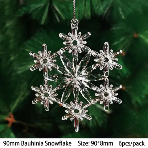 Christmas Hanging Ornaments Acrylic Crystal Clear Pendants Tree Decorations Snowflake Reindeer Icicle Festive Holiday Decor