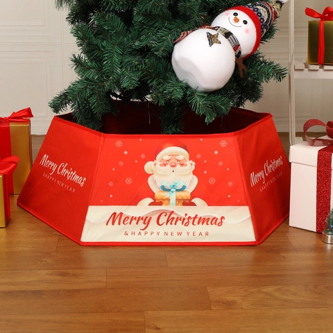 Cache Pied De Sapin Noël Tissu Pliable Motif Carreaux Décoration Base Père Noël Bonhomme De Neige Pour Fêtes Maison