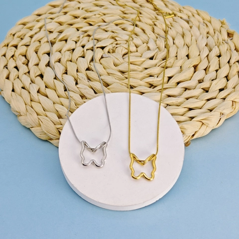 Collier Pendentif Papillon Coeur Évidé Acier Inoxydable Minimaliste Chaîne Serpent Bijoux Élégants Cadeau Pour Femmes Filles