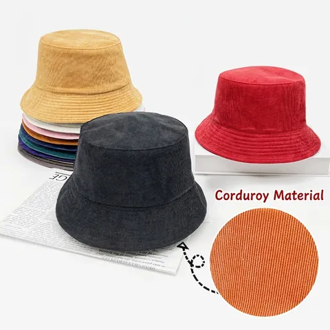 Sombrero De Pescador De Pana Color Sólido Suave Cálido Invierno Exterior Casual Estilo Coreano Para Mujeres