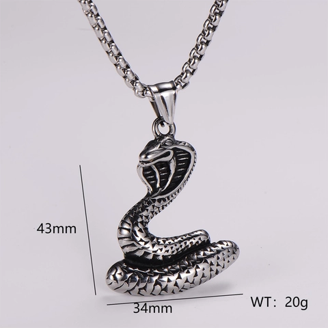 Collar Con Colgante De Cobra Acero Inoxidable 304 Plata Vintage Forma De Animal Hip Hop Punk Joyería Para Hombre Mujer