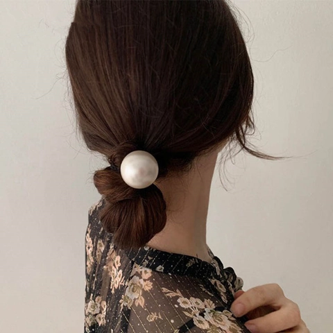 Élastiques À Cheveux Élégants En Künstliche Perles Pour Femmes Style Coréen Minimaliste Anneaux De Cheveux À Haute Élasticité Accessoires