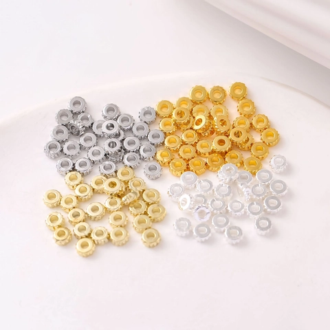 Perline Distanziatrici In Rame Placcate Oro Vero 18K Forma Ruota Dentata Per Creazione Gioielli Fai Da Te