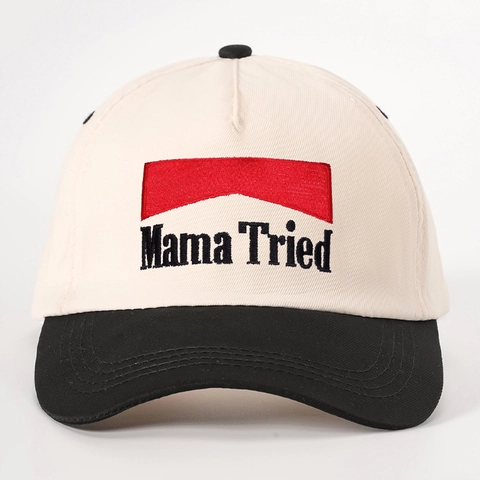 Cappello Da Baseball Ricamato Mama Tried Bicolore Colore A Contrasto Regolabile Cotone Twill Cappello Sole Vintage