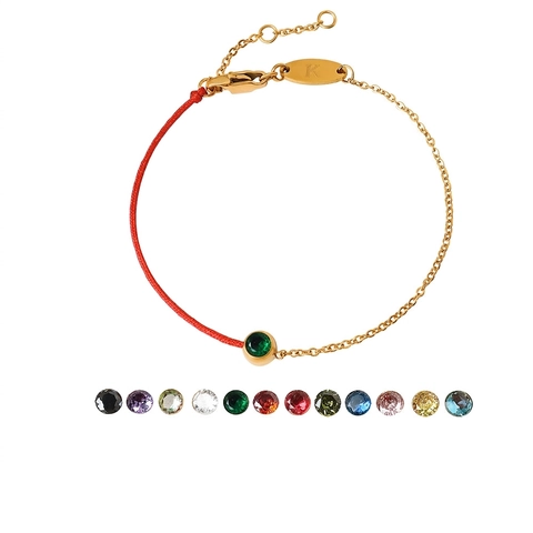 Bracciale In Corda Rossa Intrecciata Acciaio Inossidabile Catena Placcata Oro Zircone Rotondo Colorato Gioielli Regolabili Regalo Donne