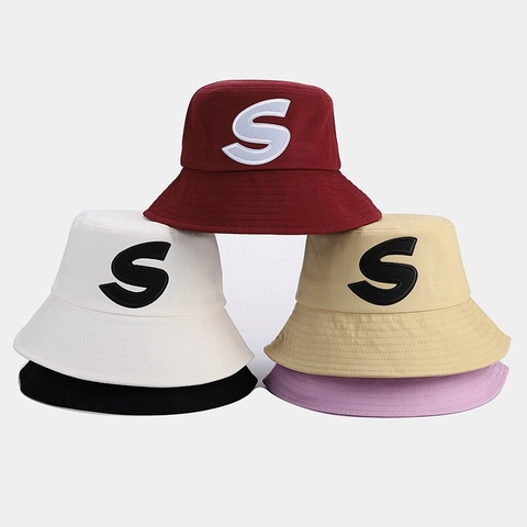 Cappello Alla Pescatora In Cotone Ricamato Lettera S Protezione Solare Estiva Casual Streetwear