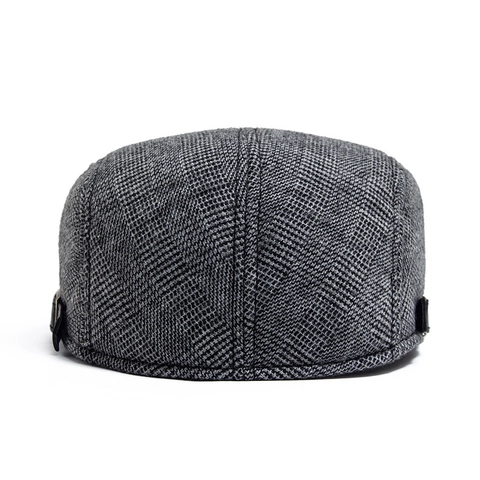 Vintage Herren Schiebermütze Wolle Winter Warm Flat Cap Verstellbare Karomuster Fischgrätenmuster Baskenmütze Britischer Stil