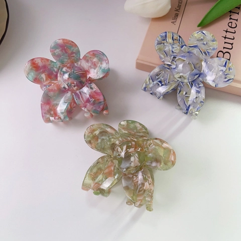 Molletta Per Capelli A Fiore Acetato Marmo Gradiente Grande Artiglio Per Capelli Accessori Eleganti Per Donne