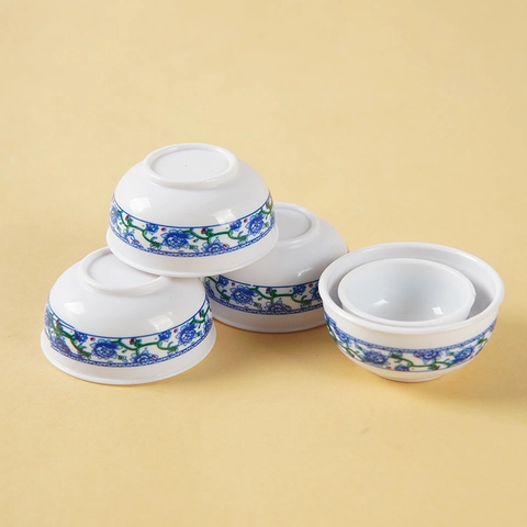 Bol Style Porcelaine Bleue Et Blanche Miniature Jouet Plastique Accessoire Maison De Poupée Décoration Chinoise