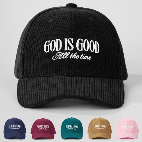 Casquette De Baseball En Velours Côtelé Broderie God Is Good All The Time Rétro Vintage Chapeau Soleil Réglable