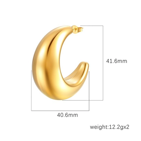 Pendientes De Aro De Luna Creciente Grandes De Acero Inoxidable Chapado En Oro De 18K Con Poste De Plata De Ley 925 Para Mujer