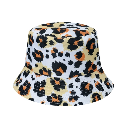 Leopard Print Bucket Hat Women Sun Protection Summer Travel Sun Hat Casual Polyester Basin Cap Fashion Accessory