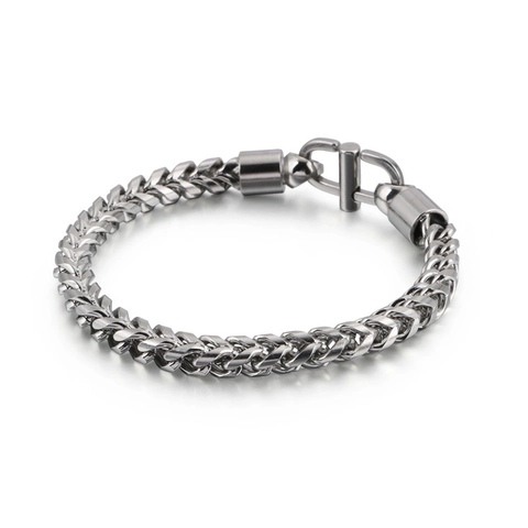 Pulsera De Cadena De Trigo Trenzada Para Hombre Acero Inoxidable Estilo Punk Industrial Hip Hop Joyería Vintage