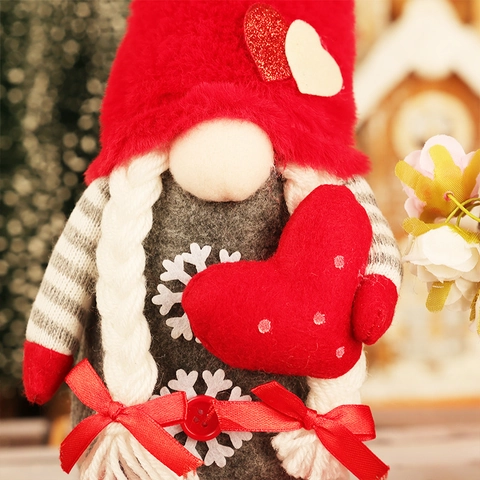 Gnomo Di San Valentino Peluche Cuore Rosso Fiore Natale Bambola Gonk Decorazione Fatto A Mano Tomte Svedese Ornamento Casa Regalo