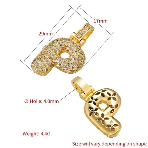Iced Out Bubble Initial Letter Pendant Necklace Alloy Zircon Gold Tone Hip Hop Fashion Jewelry For Women