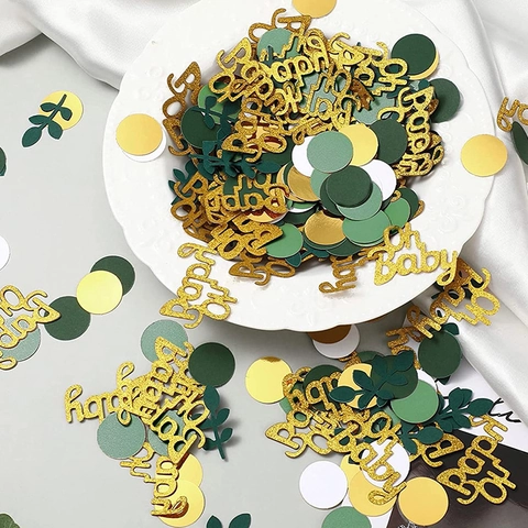 Confeti De Mesa Decoración Papel Hojas Verdes Puntos Redondos Para Cumpleaños Boda Fiesta De Bebé Despedida Soltera