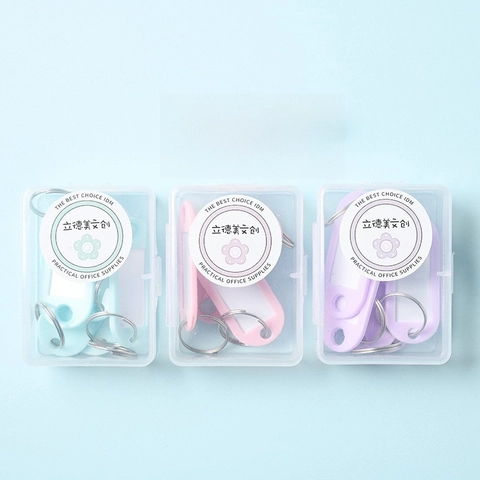 Plastic Key ID Tags With Split Ring Label Window Macaron Colors Classification Key Labels For Hotel Luggage Baggage Organizing