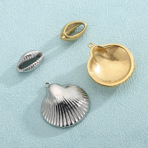 Stainless Steel Shell Pendants Gold Silver Color Scallop Conch Charms For DIY Jewelry Making Accessories Minimalist