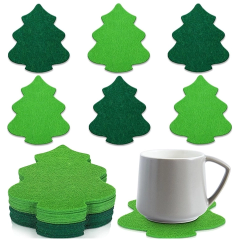 Dessous De Verre En Feutre En Forme De Sapin De Noël Tapis De Tasse Résistant À La Chaleur Décoration De Table