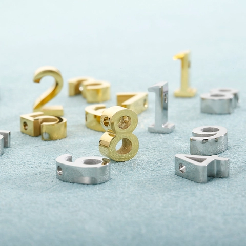 Stainless Steel Number Charms For Jewelry Making DIY Necklace Bracelet Polished Gold Silver Color Fashion Pendants