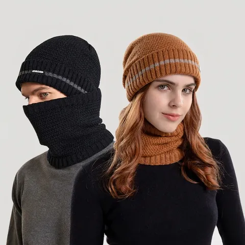 Winter Warm Acrylic Knit Beanie Hat And Scarf For Women Men Fleece Lined Windproof Outdoor Daily Solid Color Fashion Accessories
