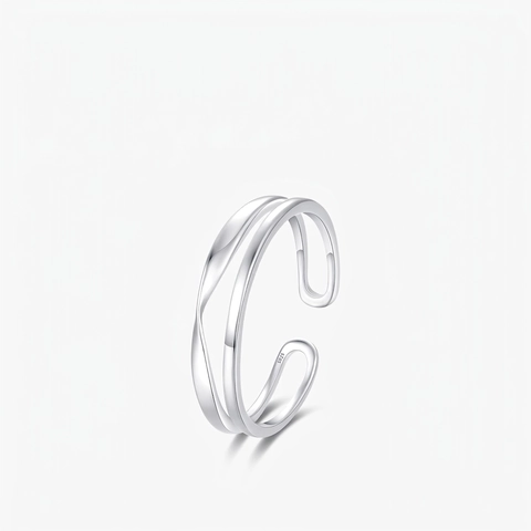 Anello In Argento Sterling 925 Doppio Strato Aperto Regolabile Minimalista Geometrico Gioielli Moda Regalo Per Donne