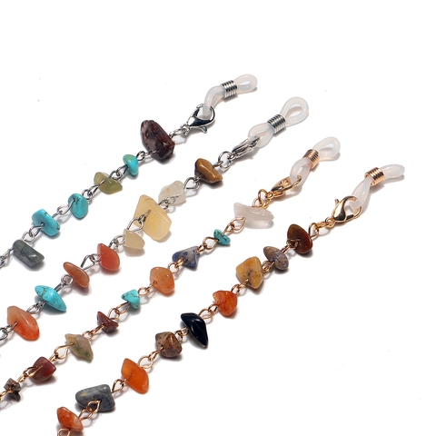 Glasses Chain Natural Stone Chips Metal Alloy Multicolored Anti Slip Lanyard Strap Holder For Eyeglasses Sunglasses