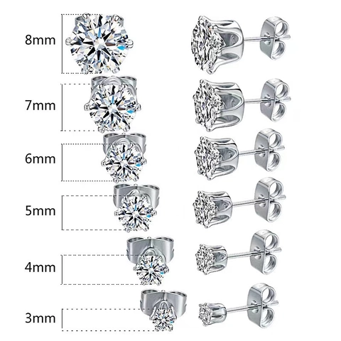 Orecchini A Lobo Tondi Classici In Acciaio Inossidabile Con Zirconia Incastonatura A Griffe Gioielli Minimalisti Donna Uomo