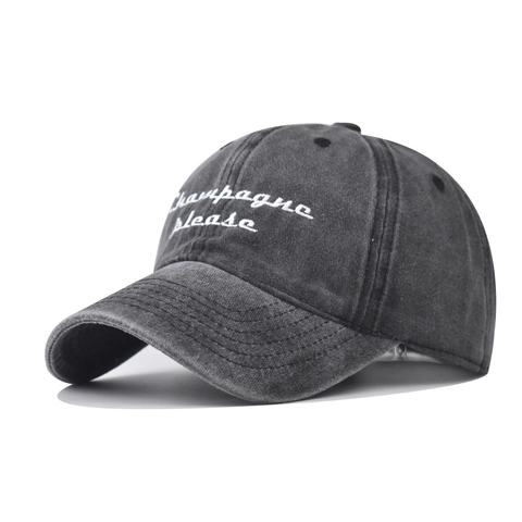 Casquette De Baseball En Coton Lavé Distressed Champagne Please Broderie Lettres Ajustable Unisexe Casual Vintage Chapeau De Soleil Extérieur