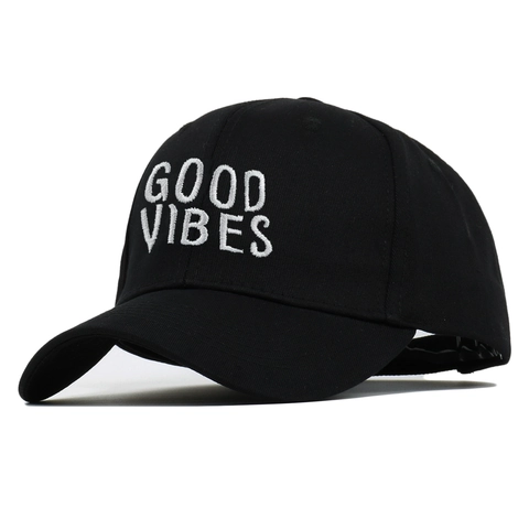 Good Vibes Letter Embroidery Baseball Cap Cotton Adjustable Sun Hat For Men Women Outdoor Sports Casual