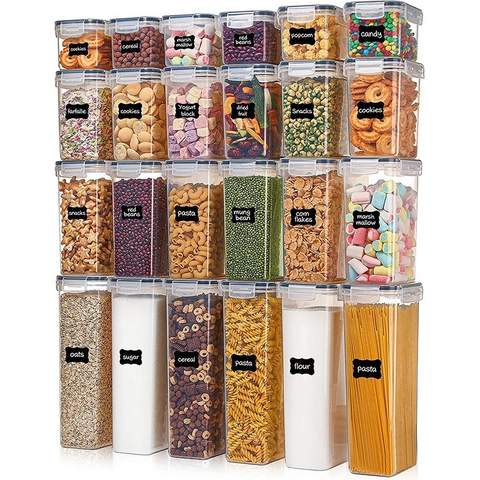 Contenitori Ermetici Per Alimenti Con Coperchi A Scatto Plastica Senza BPA Trasparente Organizzazione Cucina Farina