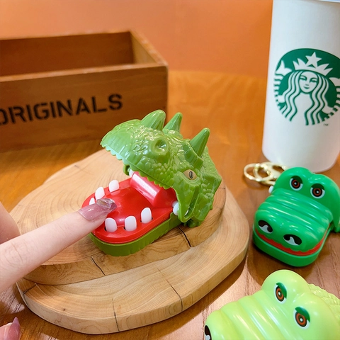 Portachiavi Giocattolo Coccodrillo Che Morde Il Dito Plastica Divertente Gioco Del Dentista Dinosauro Antistress Novità Portatile