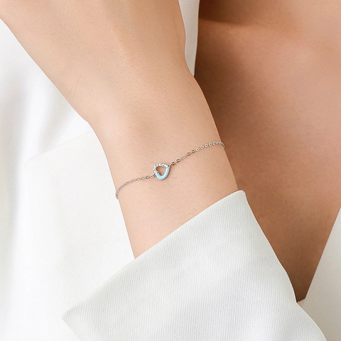 Herz Armband Aus 925 Sterling Silber Mit Emaille Und Mikro Zirkonia Elegantes Nischen Schmuckstück Für Damen