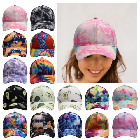 Καπέλο Μπέιζμπολ Βαμβάκι Πολυεστέρας Tie Dye Σχέδιο Αβοκάντο Προστασία Από Τον Ήλιο Ρυθμιζόμενο Streetwear Unisex