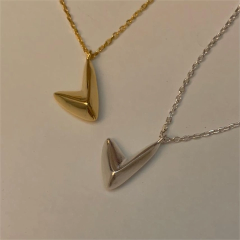 Collana Con Pendente A Forma Di V Irregolare Argento Sterling 925 Geometrico Minimalista Chic Elegante Catena Sottile