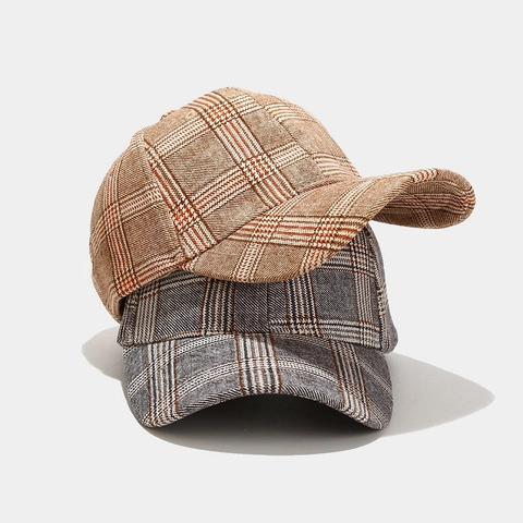 Cappello Da Baseball A Quadri Vintage Regolabile Visiera Curva Casual Hip Hop Cappello Da Sole Unisex