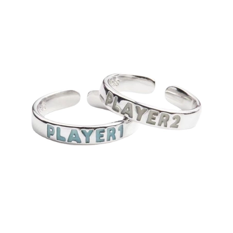 Luminous Couple Rings Player Theme Adjustable Open Ring Glow In The Dark Game Theme Alloy Jewelry