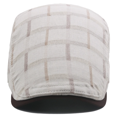 Vintage Plaid Newsboy Cap Cotton Breathable Flat Cap British Style Adjustable Metal Buckle For Men Golf Outdoor