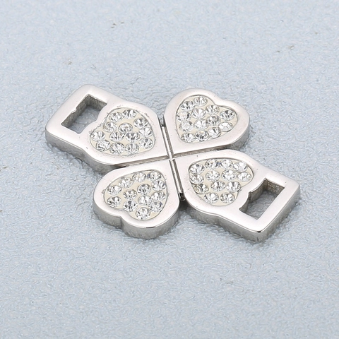 Four Leaf Clover Connector Stainless Steel Cubic Zirconia Pave DIY Jewelry Making Bracelet Necklace Link Fashion Charm