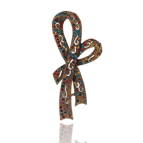 Broche Nœud Papillon Vintage En Alliage Et Strass Brillants Boucle De Foulard Pour Femmes Accessoires De Vêtements Élégants