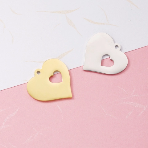 Colgantes De Corazón Hueco Acero Inoxidable Pulido Espejo DIY Fabricación Joyas Collar Amuletos Moda