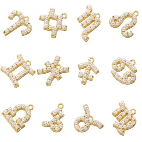 Pendente Segno Zodiacale Ciondolo Rame Con Perla Artificial Bianca Per La Creazione Di Gioielli Fai Da Te Accessori