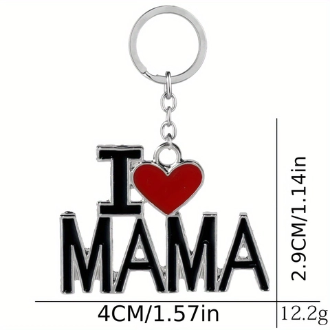 Fashion Zinc Alloy I Heart Dad Mom Papa Mama Metal Keychain Heart Letter Pendant Keyring For Mothers Fathers Day Gift