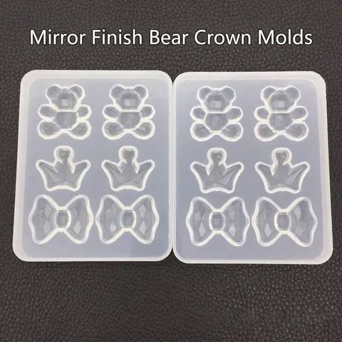Geometric Bear Crown Bowknot Mirror Silicone Mold For DIY Crystal Epoxy Resin Crafts Aromatherapy Gypsum Decor Baking Tool